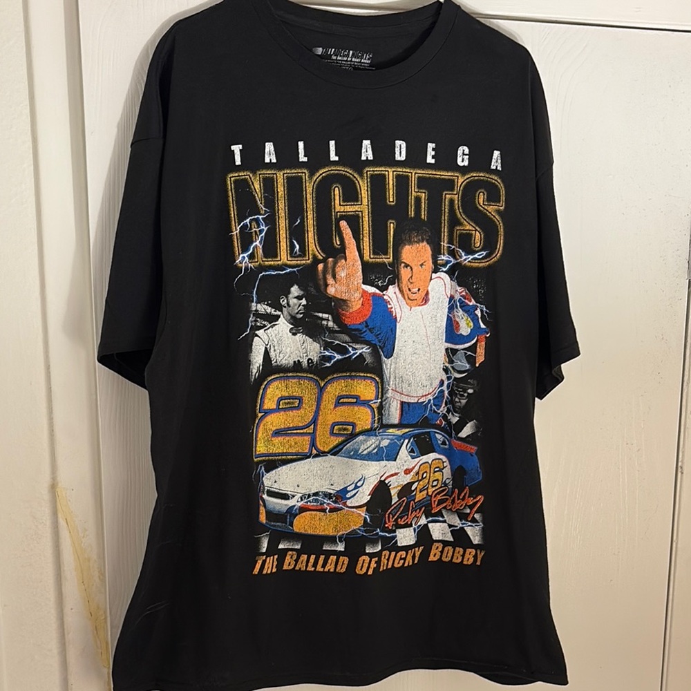 Black Short Sleeve Racing Tee with Talladega Nights Design